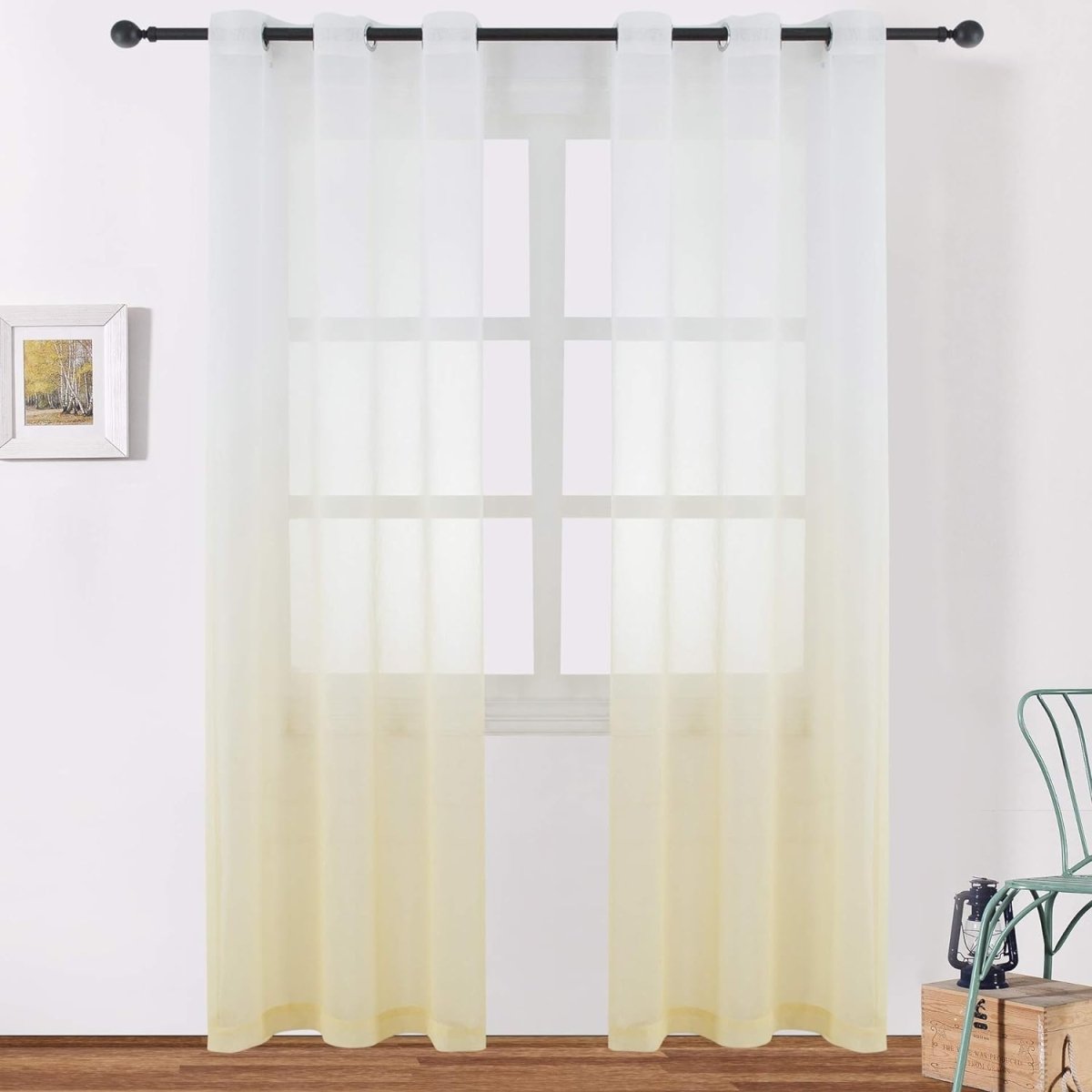 Semi Sheer Soft Linen Curtains Voile Grommet Set of 2 - Any Linen