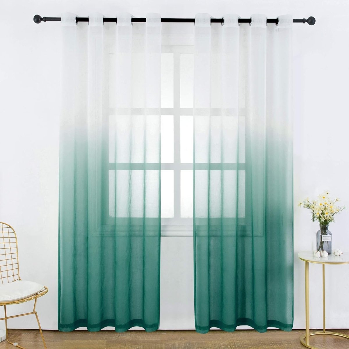 Semi Sheer Soft Linen Curtains Voile Grommet Set of 2 - Any Linen