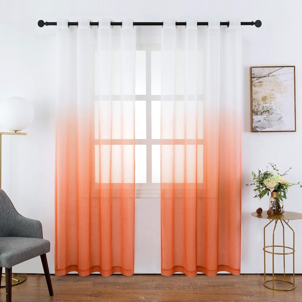 Semi Sheer Soft Linen Curtains Voile Grommet Set of 2 - Any Linen