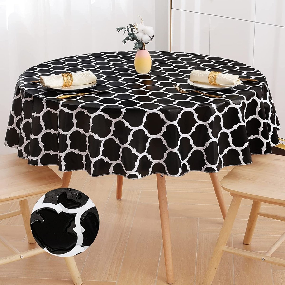 Waterproof Vinyl Flannel Wipeable Spill - proof Tablecloth - Any Linen