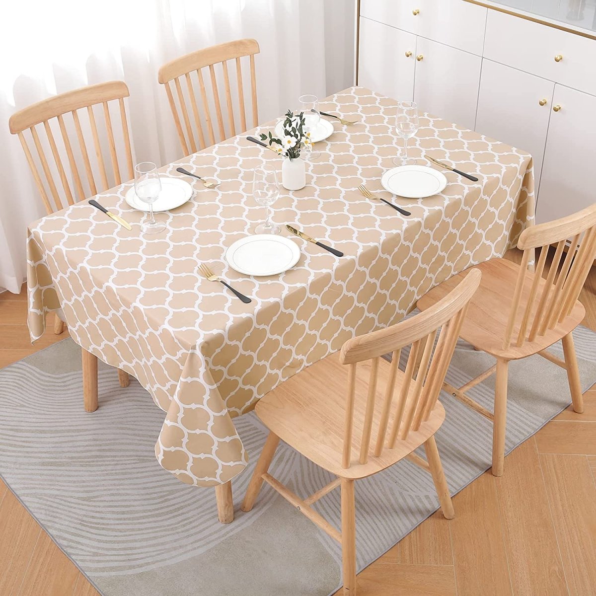 Waterproof Vinyl Flannel Wipeable Spill - proof Tablecloth - Any Linen