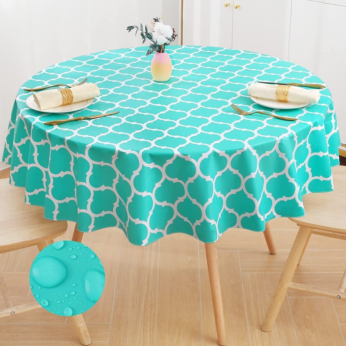 Waterproof Vinyl Flannel Wipeable Spill - proof Tablecloth - Any Linen
