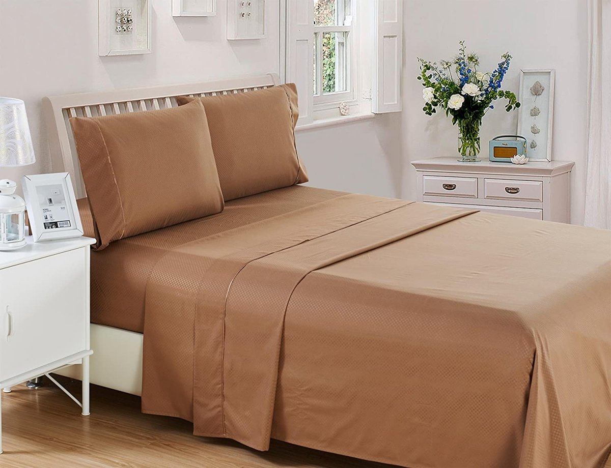 1800 TC Wrinkle, Stain and Fade Resistant Hypoallergenic - Deep Pocket 6 Pcs Bed Sheet Set - Any Linen