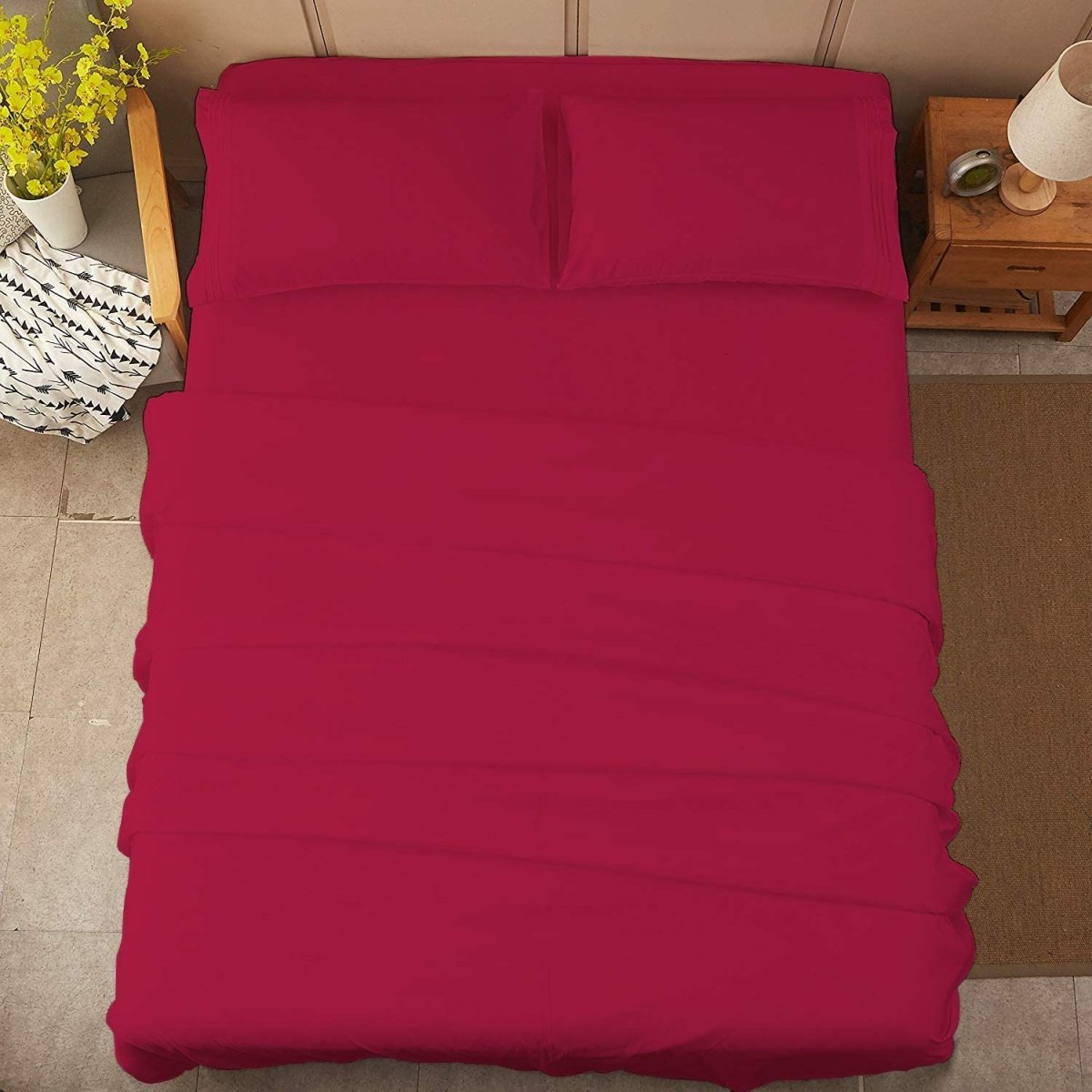 1800 TC Wrinkle, Stain and Fade Resistant Hypoallergenic - Deep Pocket 6 Pcs Bed Sheet Set - Any Linen