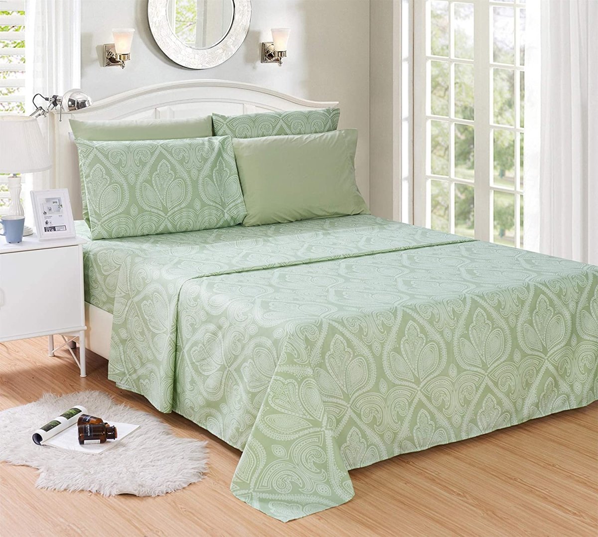 1800 TC Wrinkle, Stain and Fade Resistant Hypoallergenic - Deep Pocket 6 Pcs Bed Sheet Set - Any Linen