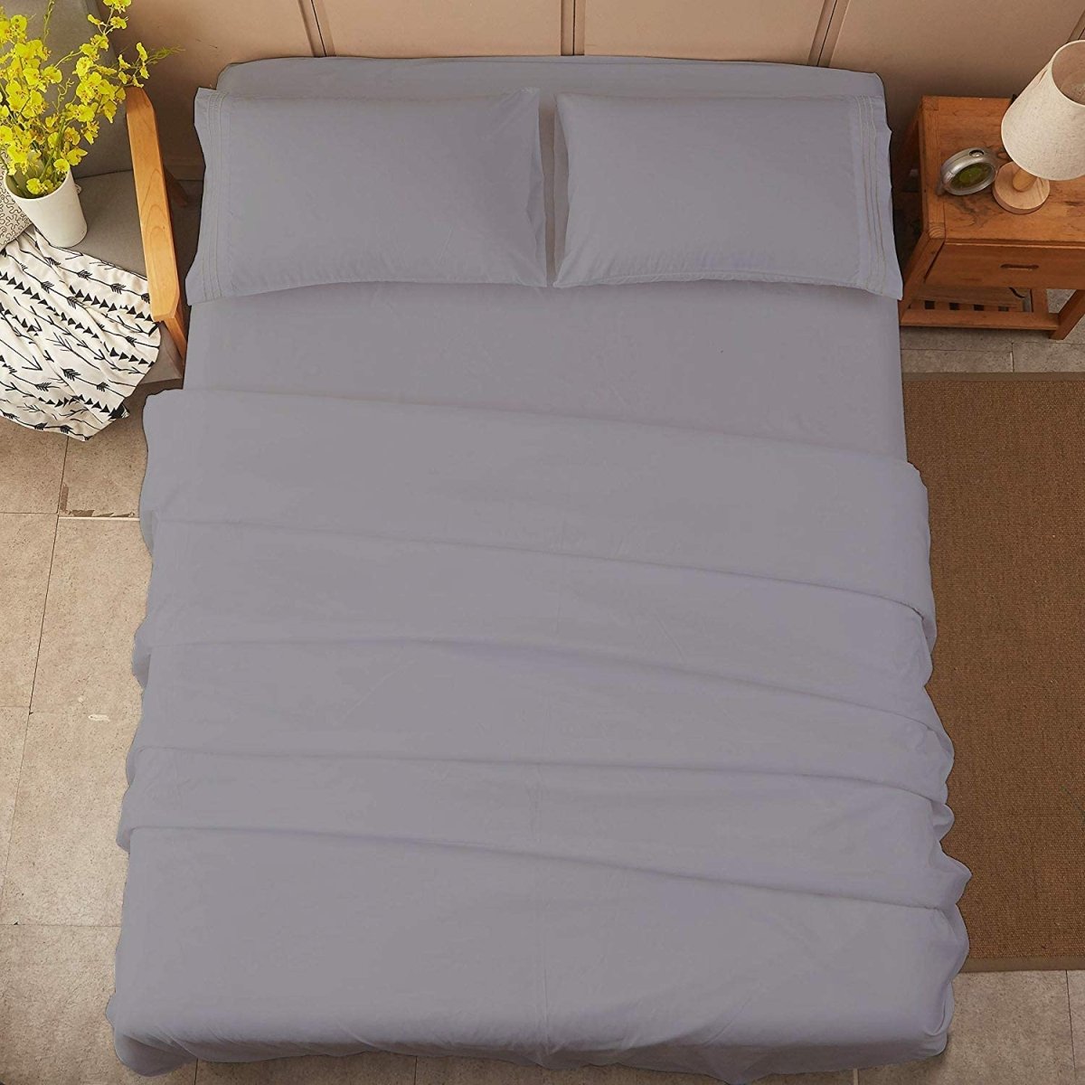 1800 TC Wrinkle, Stain and Fade Resistant Hypoallergenic - Deep Pocket 6 Pcs Bed Sheet Set - Any Linen