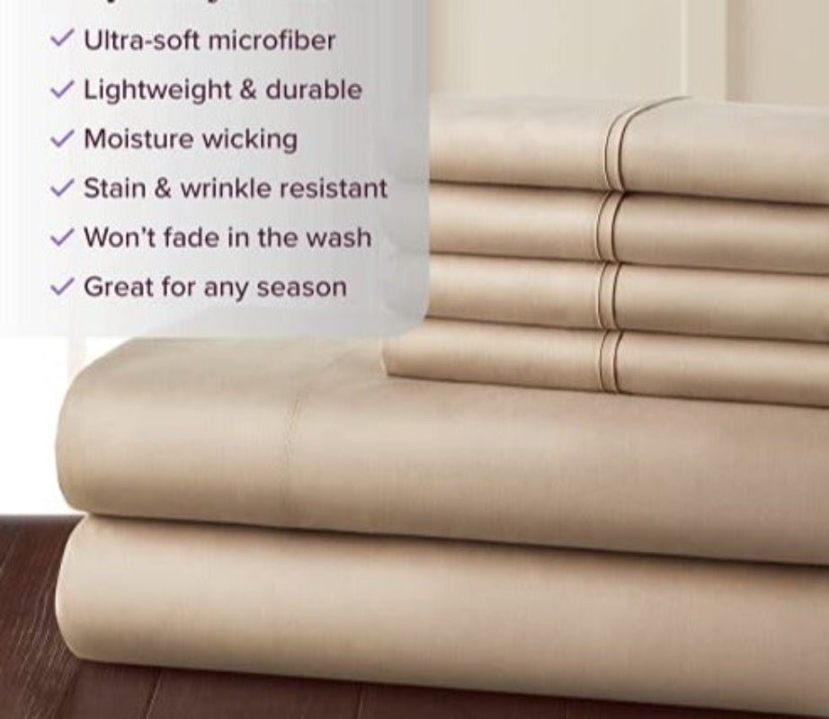 1800 Thread Count Deep Pockets Fade Resistant 6 Pcs Bedding Sheet Set - Any Linen
