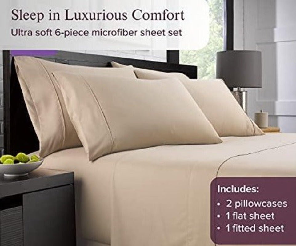 1800 Thread Count Deep Pockets Fade Resistant 6 Pcs Bedding Sheet Set - Any Linen