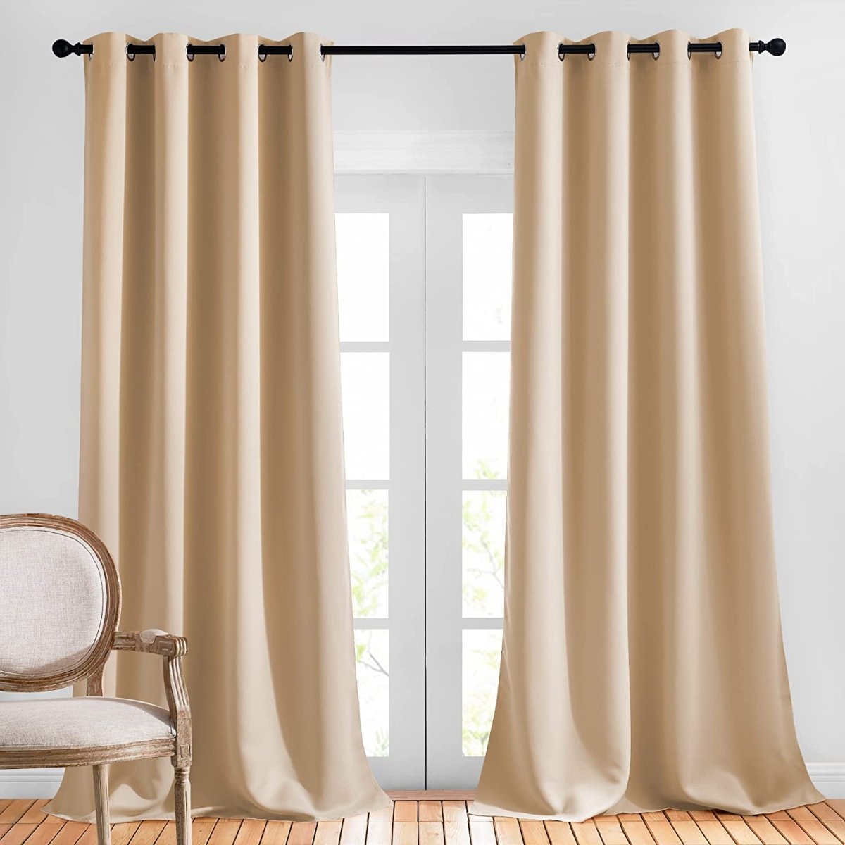 2 Panels Light Blocking Curtain Room Darkening Drapes 52" W x 120" L - Any Linen