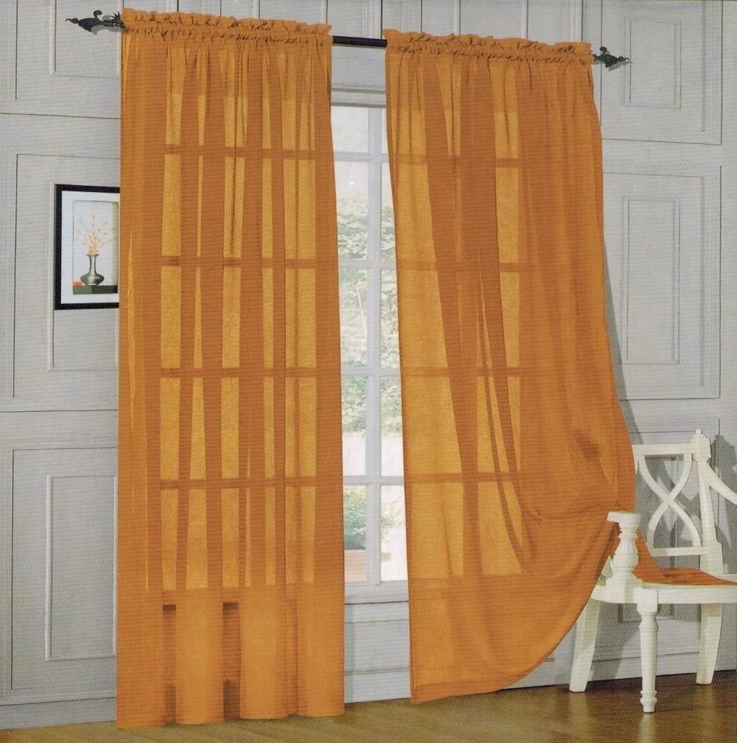 2 - piece Sheer Panel Rod Pocket Window Curtains - Any Linen