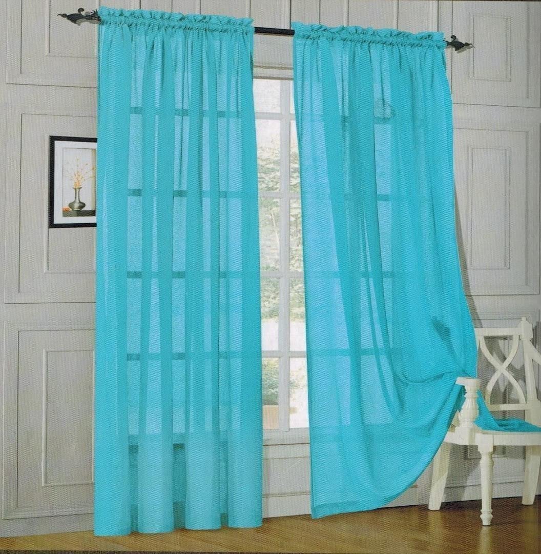2 - piece Sheer Panel Rod Pocket Window Curtains - Any Linen