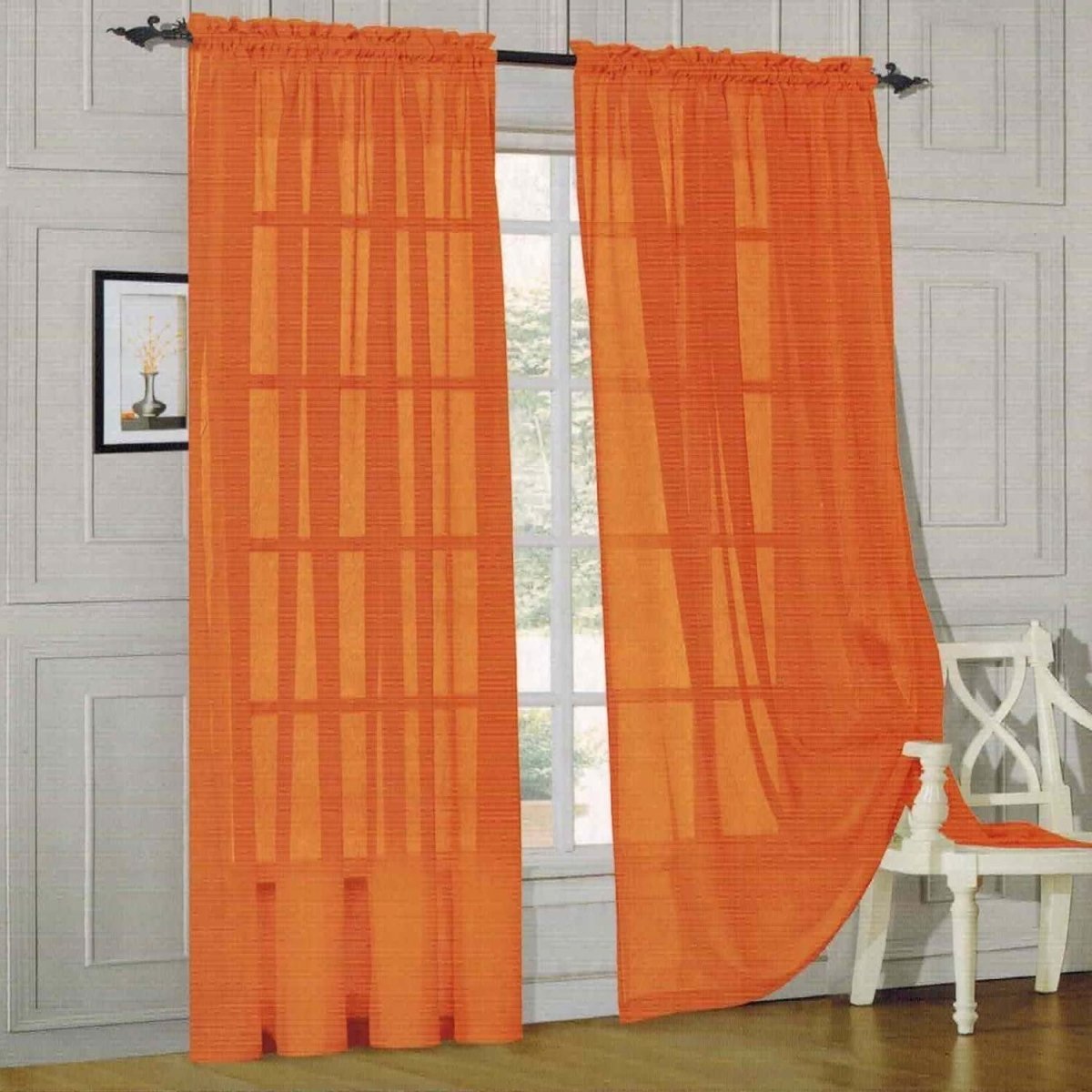 2 - piece Sheer Panel Rod Pocket Window Curtains - Any Linen