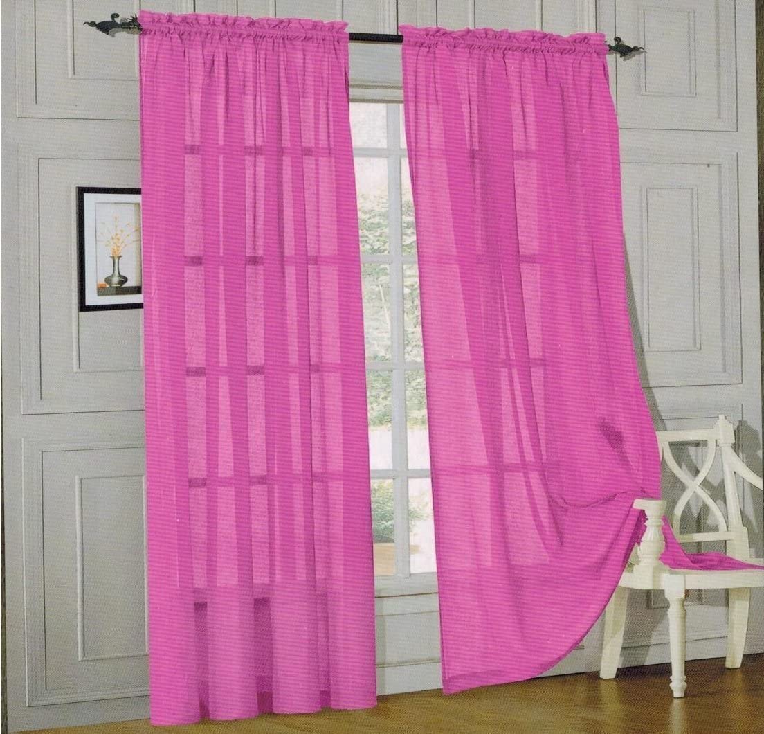 2 - piece Sheer Panel Rod Pocket Window Curtains - Any Linen