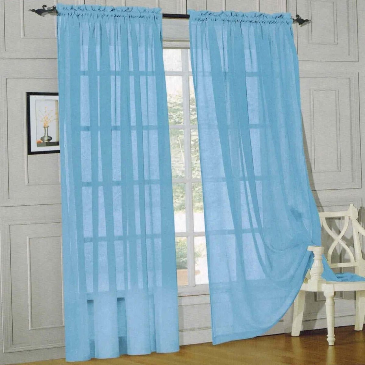 2 - piece Sheer Panel Rod Pocket Window Curtains - Any Linen