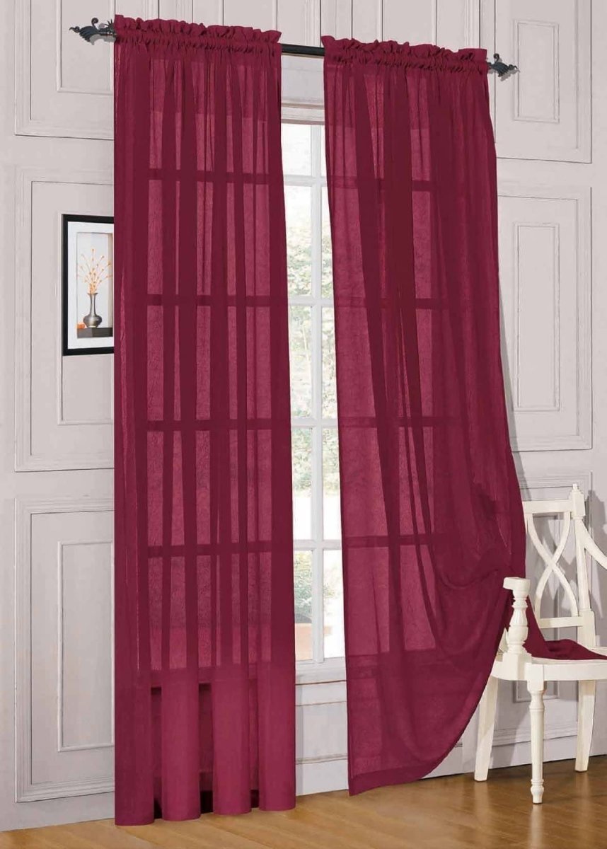 2 - piece Sheer Panel Rod Pocket Window Curtains - Any Linen