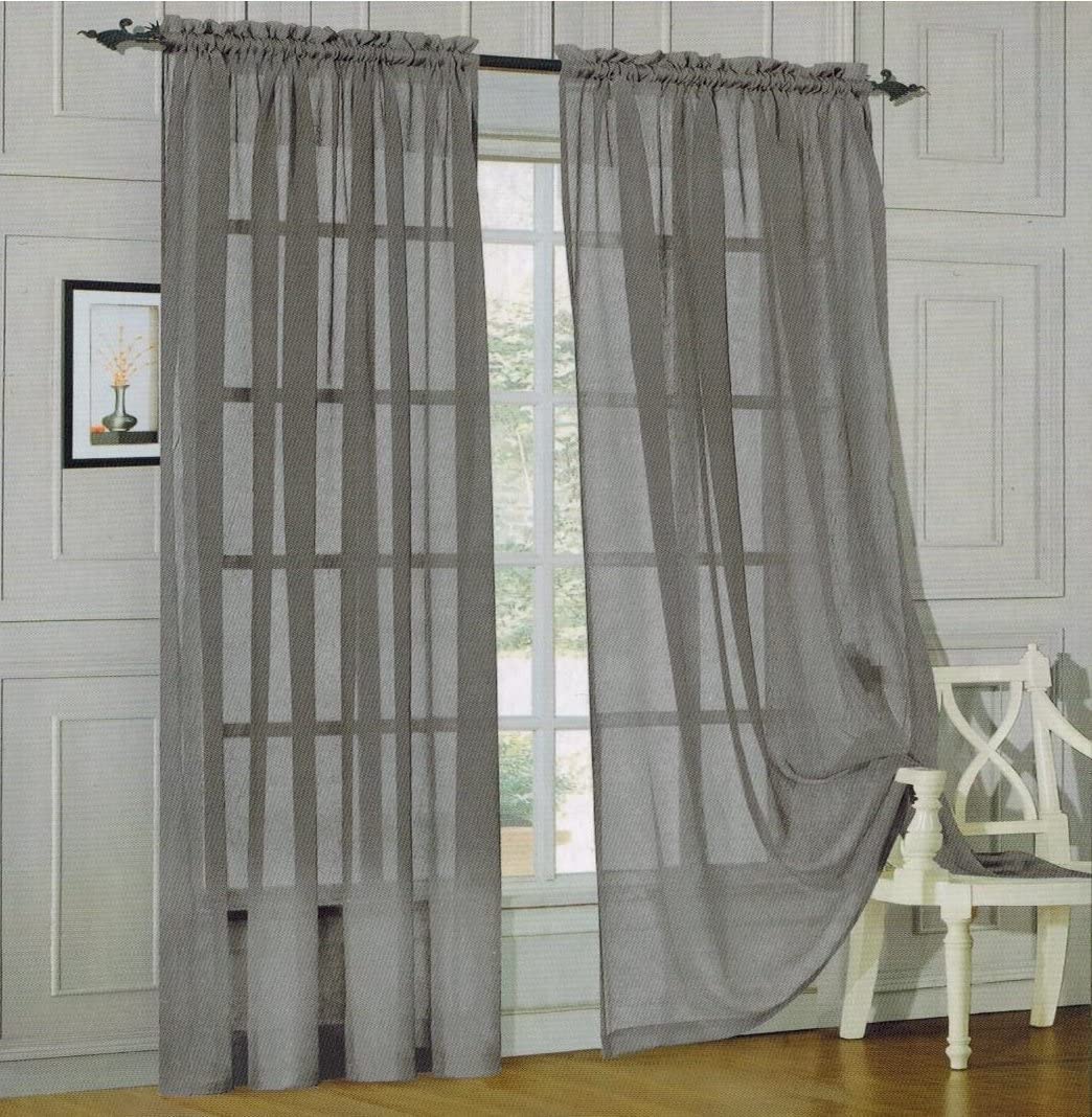 2 - piece Sheer Panel Rod Pocket Window Curtains - Any Linen