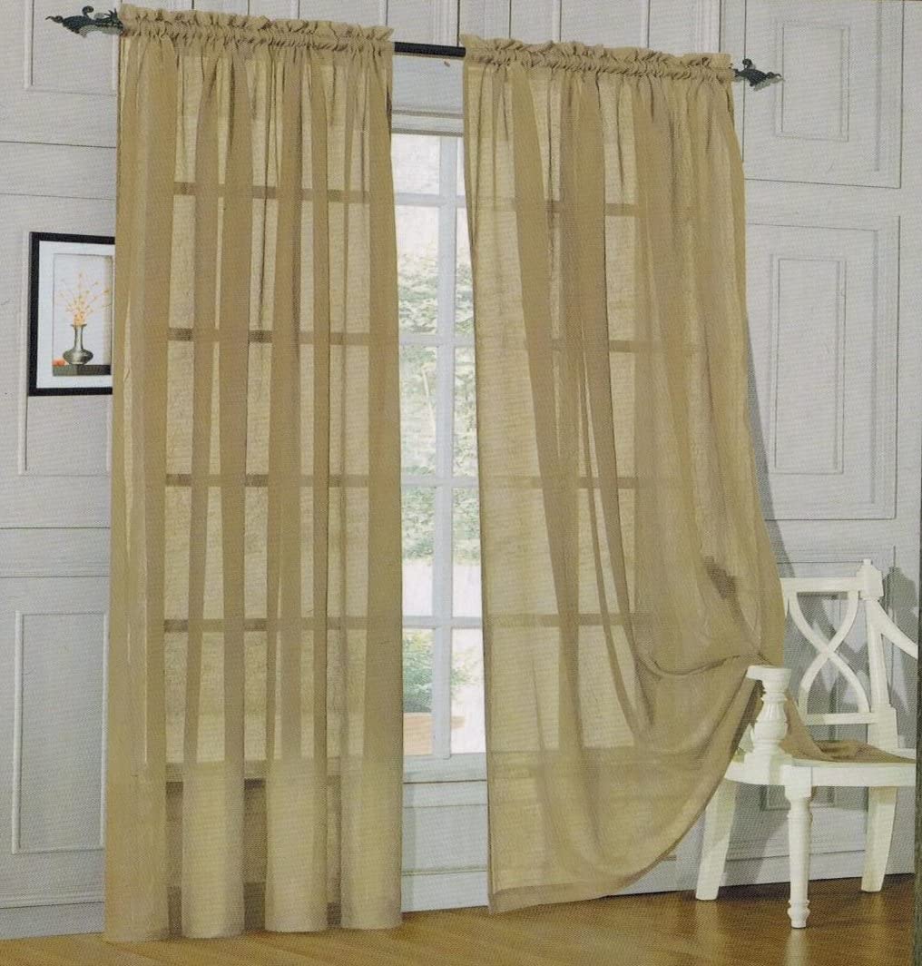 2 - piece Sheer Panel Rod Pocket Window Curtains - Any Linen