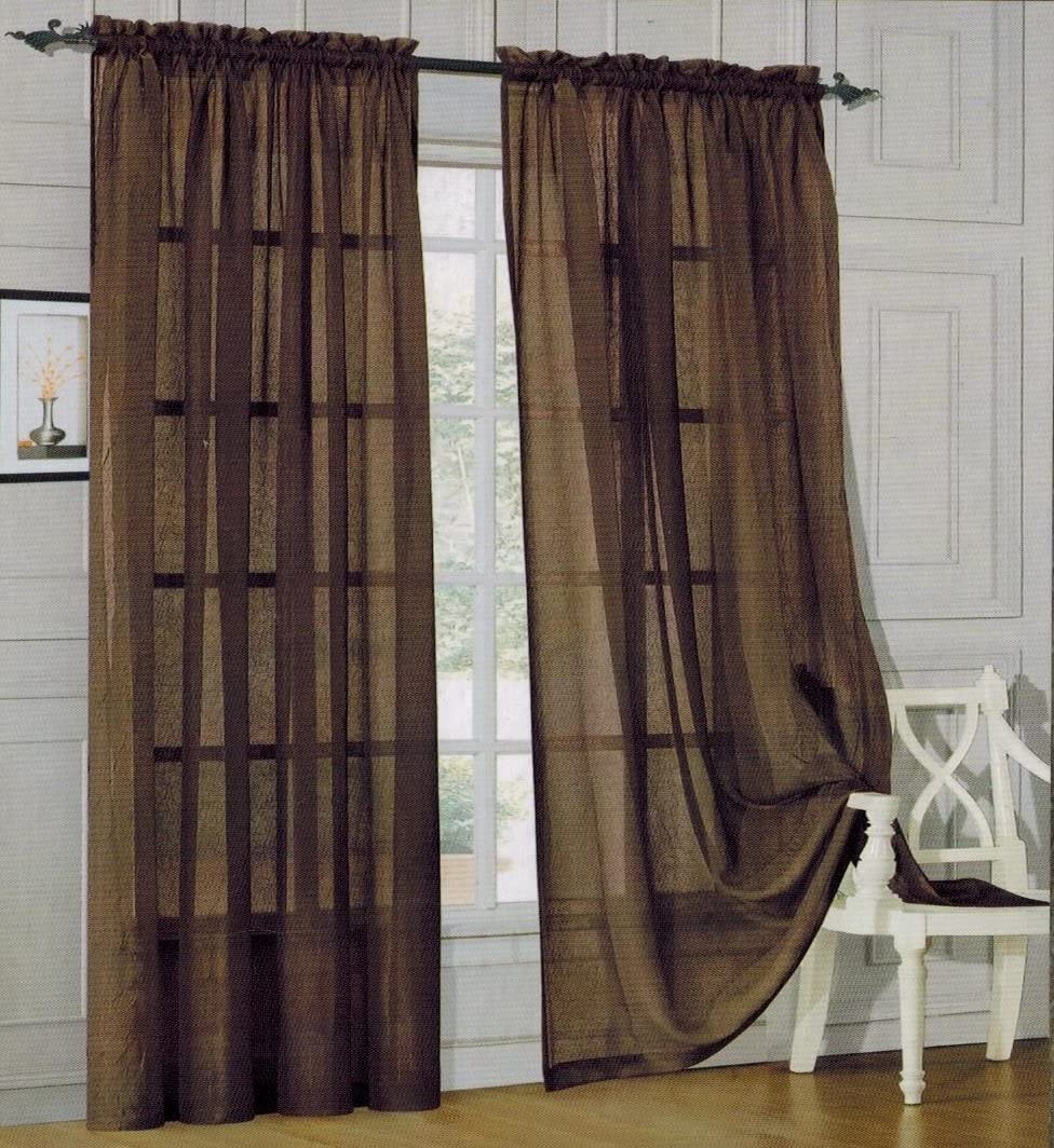 2 - piece Sheer Panel Rod Pocket Window Curtains - Any Linen