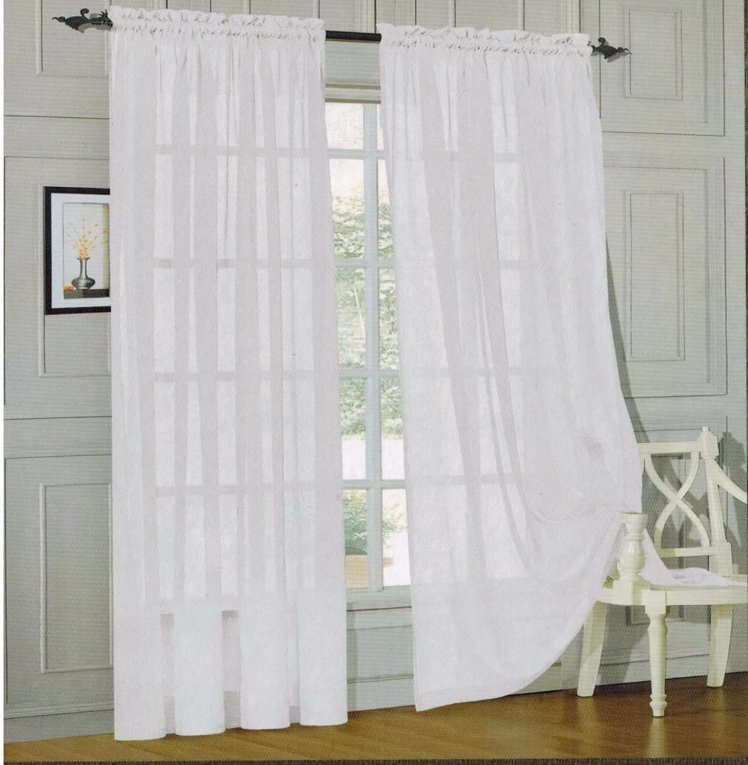 2 - piece Sheer Panel Rod Pocket Window Curtains - Any Linen