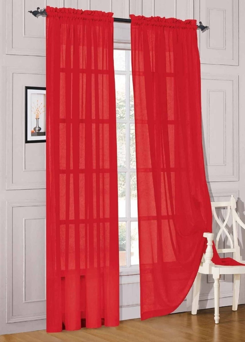 2 - piece Sheer Panel Rod Pocket Window Curtains - Any Linen