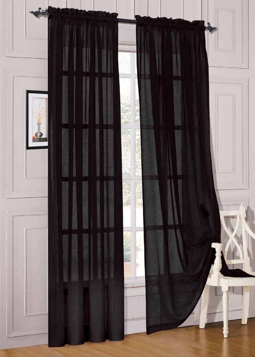 2 - piece Sheer Panel Rod Pocket Window Curtains - Any Linen