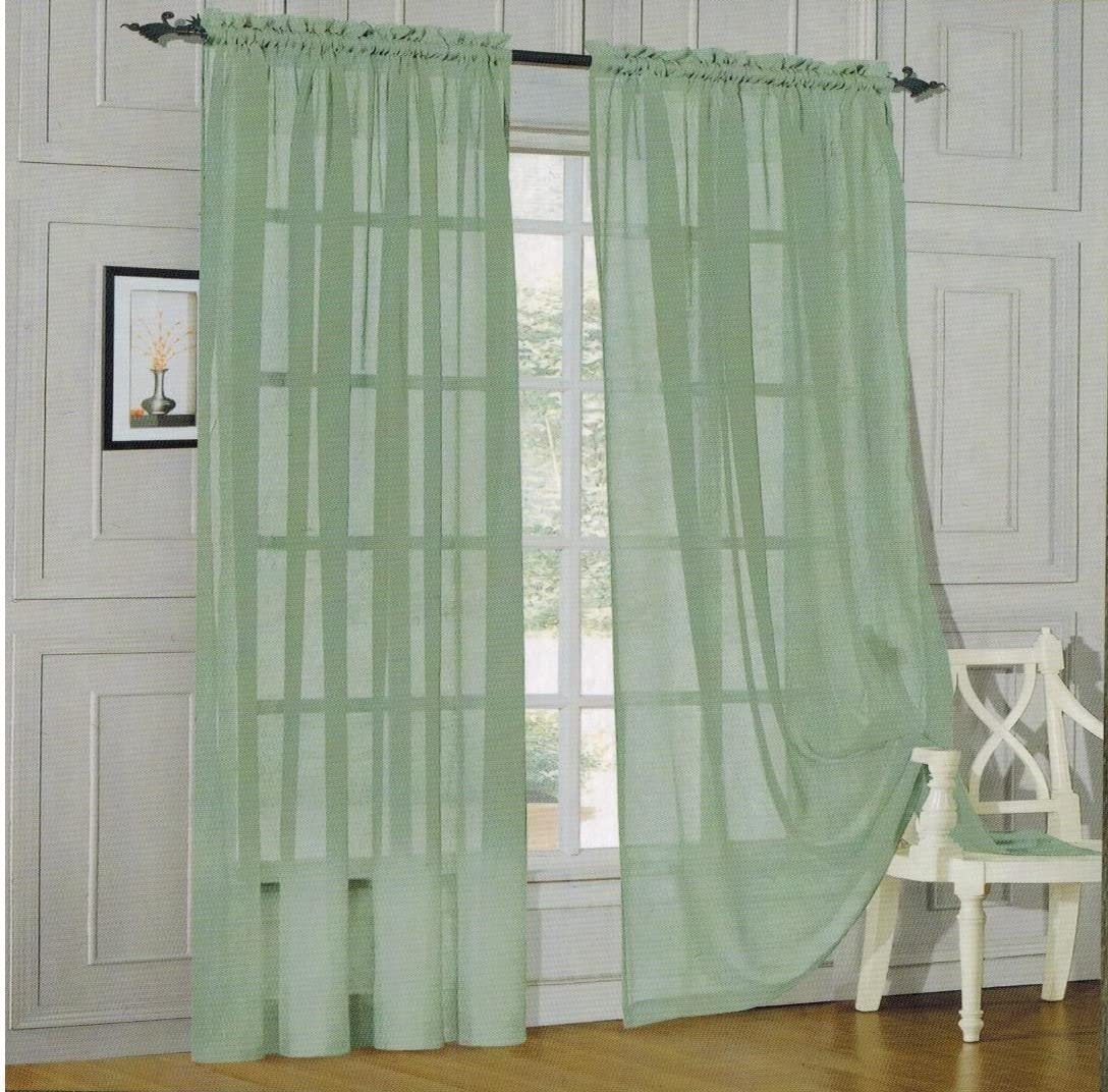 2 - piece Sheer Panel Rod Pocket Window Curtains - Any Linen