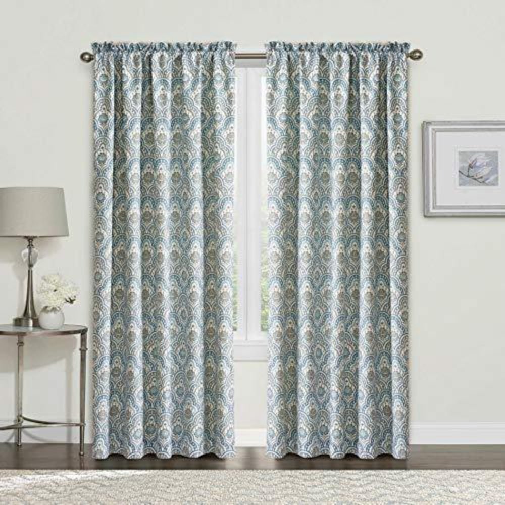 2 Piece Teal Mini Tivoli Curtain Set, 60" x 84" - Any Linen