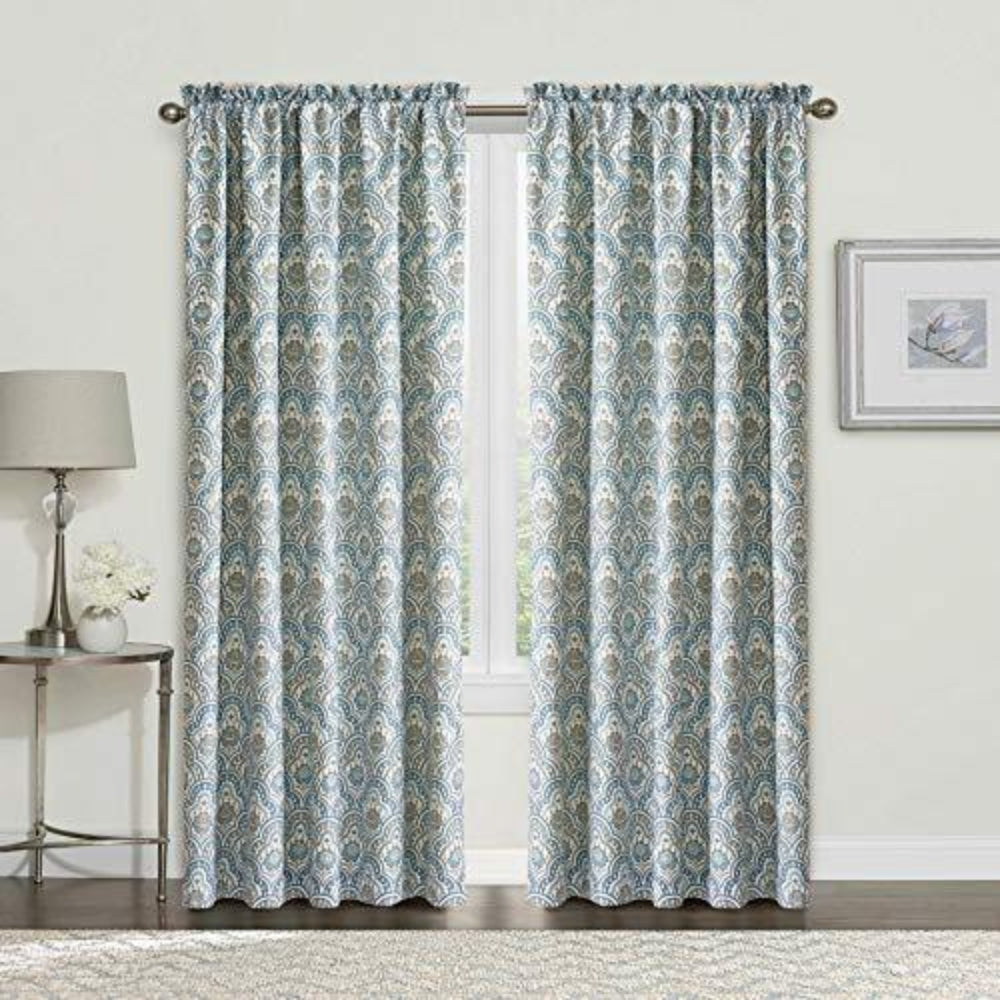 2 Piece Teal Mini Tivoli Curtain Set, 60" x 84" | Any Linen