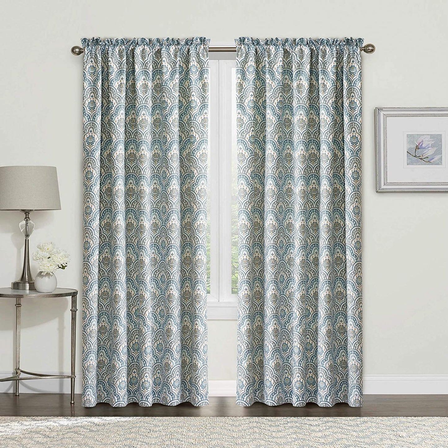 2 Piece Teal Mini Tivoli Curtain Set, 60" x 84" | Any Linen