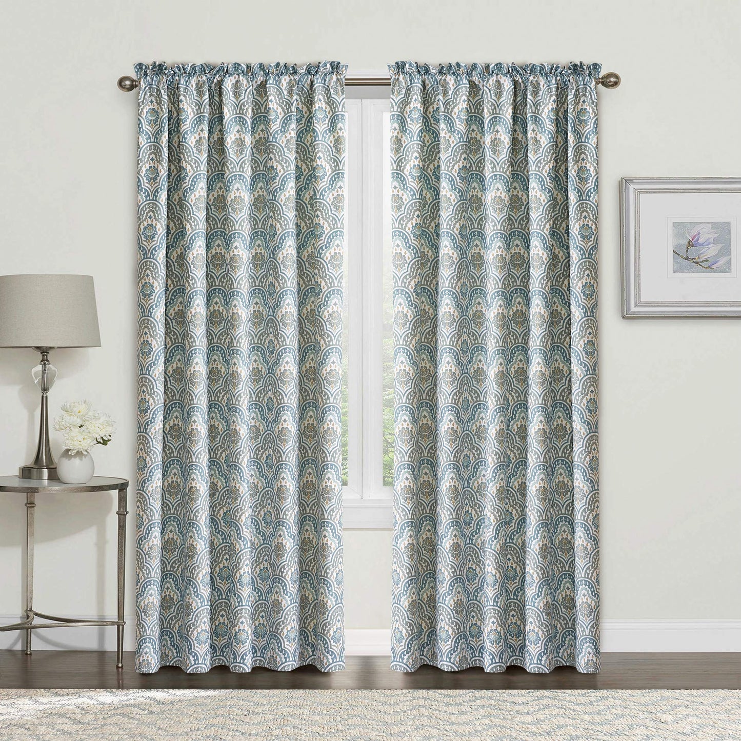 2 Piece Teal Mini Tivoli Curtain Set, 60" x 84" | Any Linen