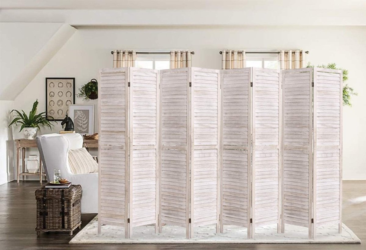 4 Panels 5.6 Ft Tall Wood Room Divider Partition Wall - Any Linen