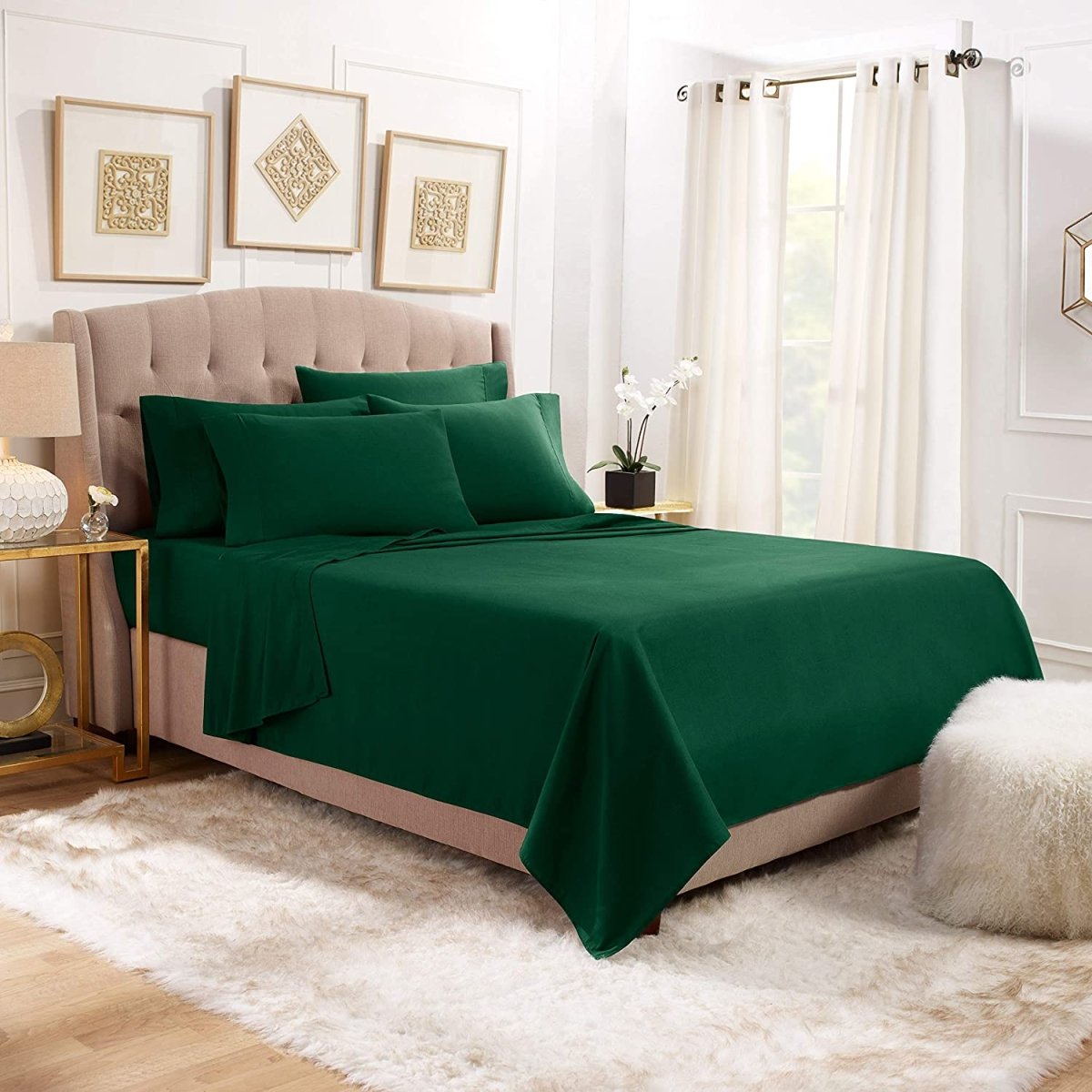 6 Piece Sheets - Deep Pocket Microfiber Hypoallergenic Bedding Set - Any Linen