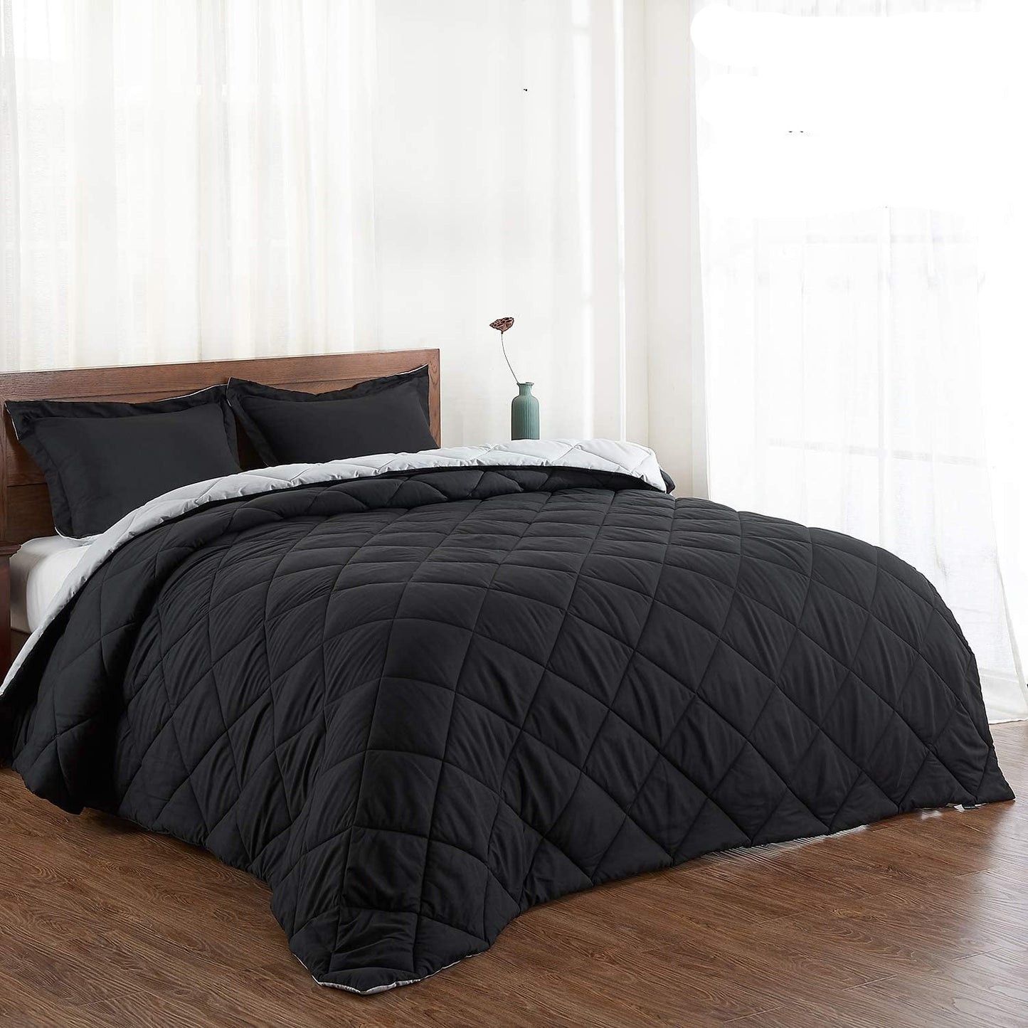 AnyLinen Reversible Down Alternative Comforter Set All Seasons Bedding