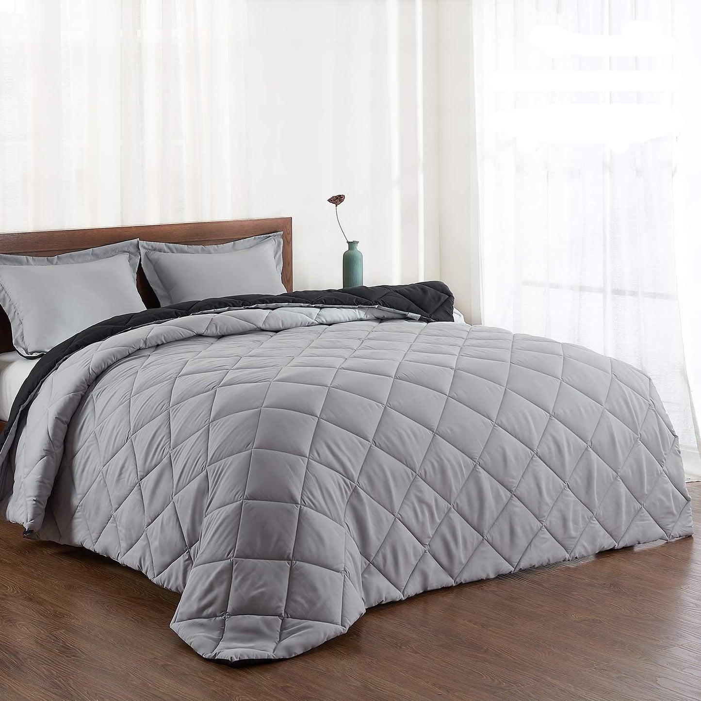 AnyLinen Reversible Down Alternative Comforter Set All Seasons Bedding