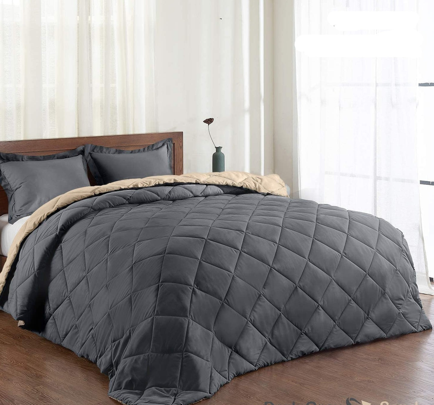AnyLinen Reversible Down Alternative Comforter Set All Seasons Bedding