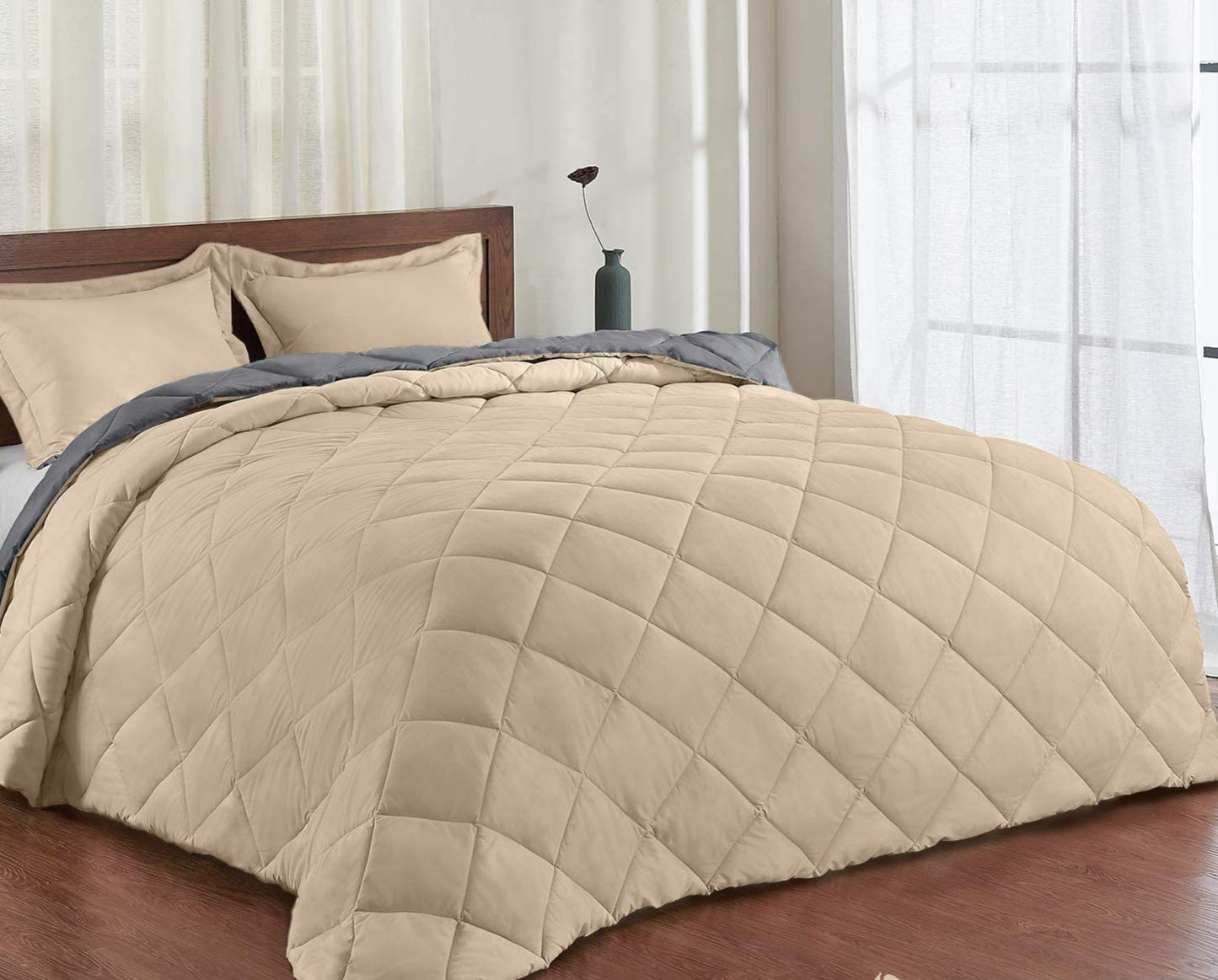 AnyLinen Reversible Down Alternative Comforter Set All Seasons Bedding