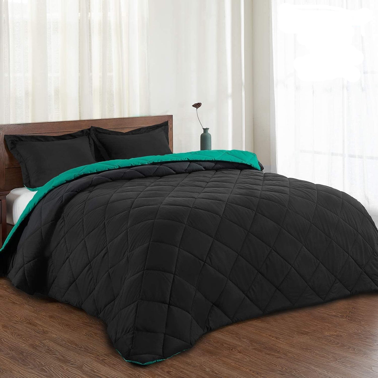 AnyLinen Reversible Down Alternative Comforter Set All Seasons Bedding