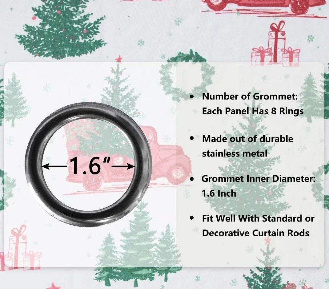 Christmas Faux Linen Sheer Curtains Light Filtering Grommets. Set of 2