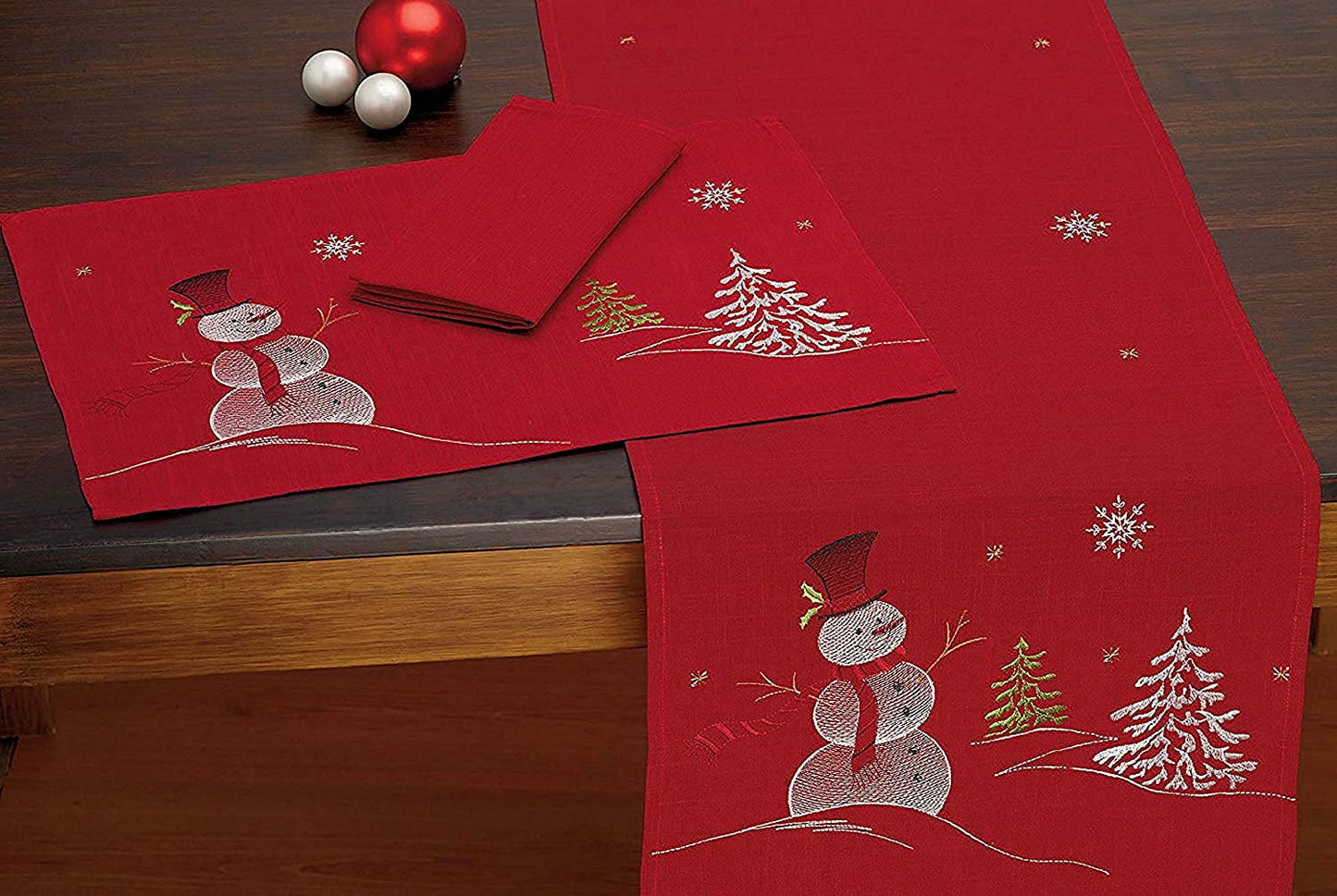 Christmas Holiday Embroidered Placemats, 13 x 19" Set of 4 | Any Linen