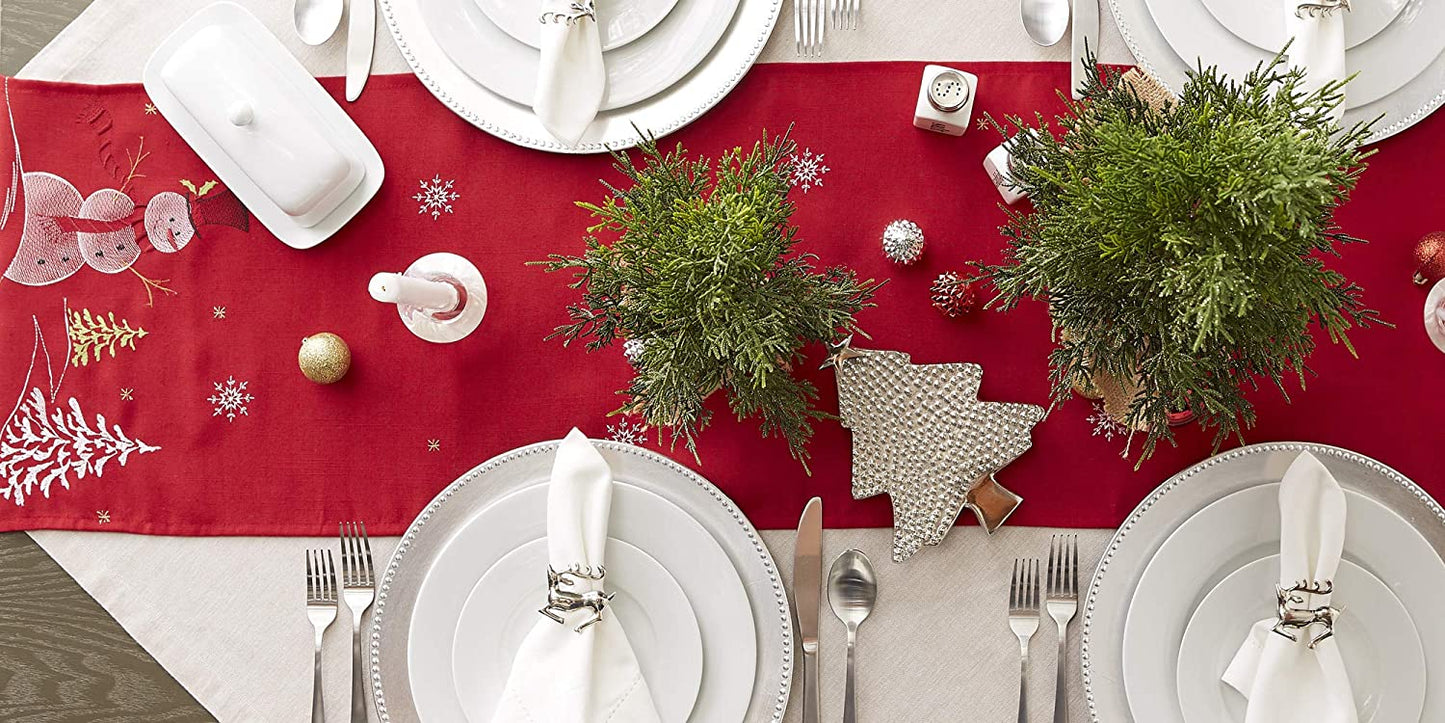 Christmas Holiday Embroidered Placemats, 13 x 19" Set of 4 | Any Linen
