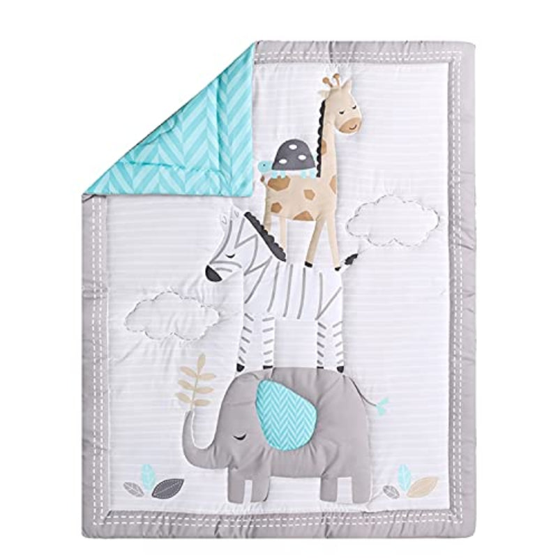 Crib Bedding Set Grey Elephant Zebra Baby Elephant 3 pcs Set