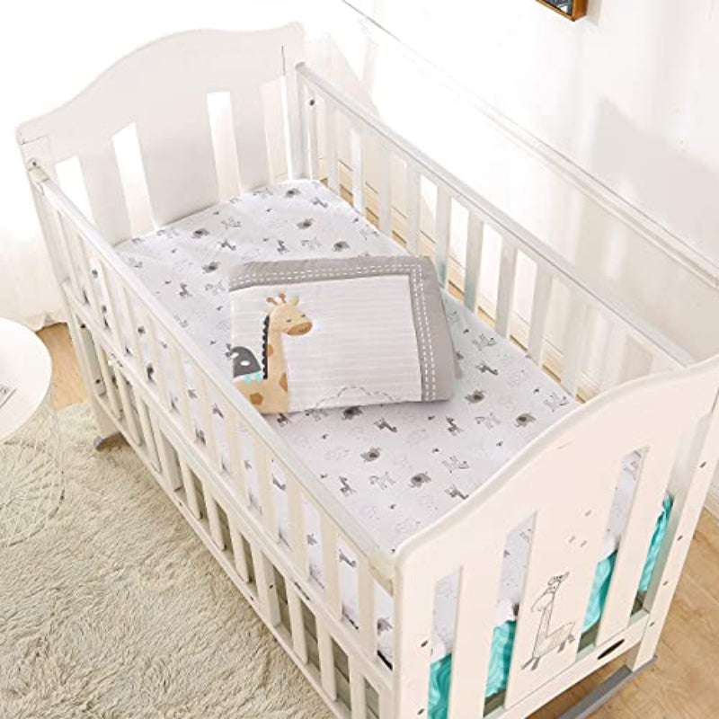 Crib Bedding Set Grey Elephant Zebra Baby Elephant 3 pcs Set