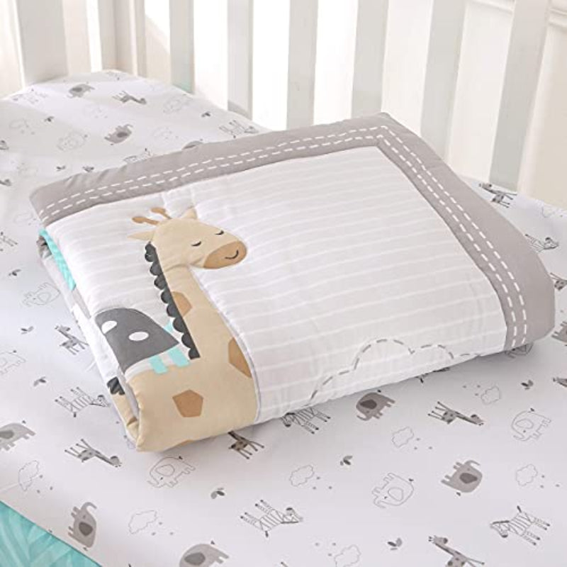 Crib Bedding Set Grey Elephant Zebra Baby Elephant 3 pcs Set