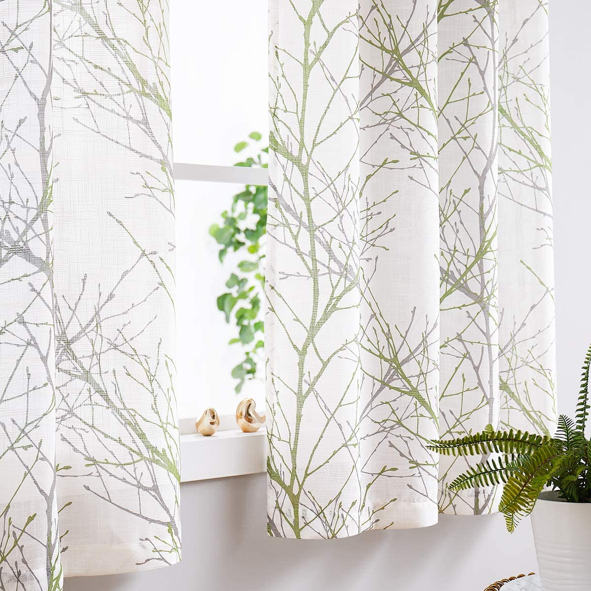 Curtain Set Linen Textured Semi-Sheer Window Drapes | Any Linen