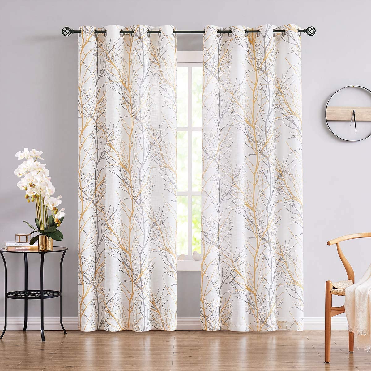 Curtain Set Linen Textured Semi-Sheer Window Drapes | Any Linen