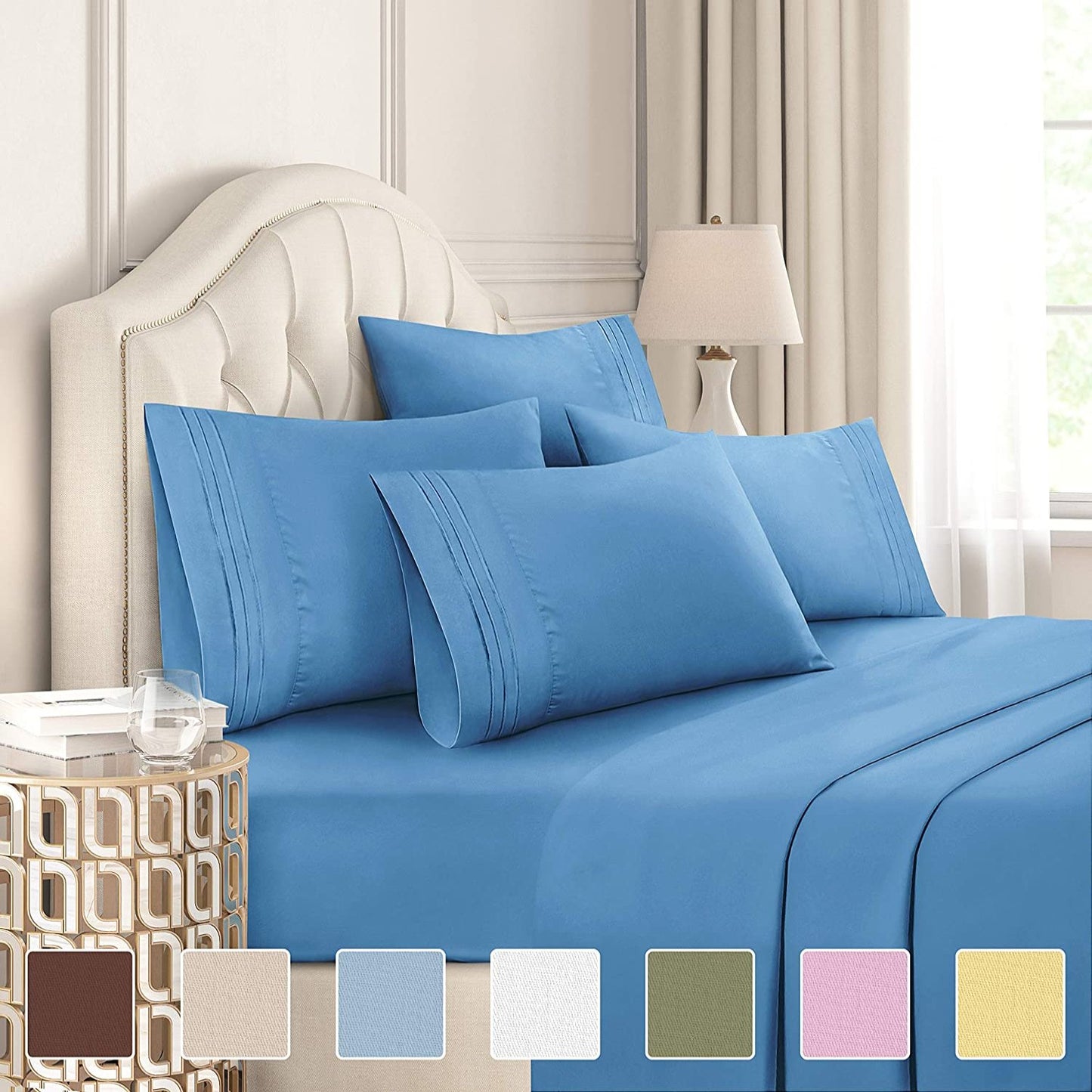 Extra Soft Deep Pockets Breathable Cooling WrinkleFree 6pcs Bed Sheets | AnyLinen