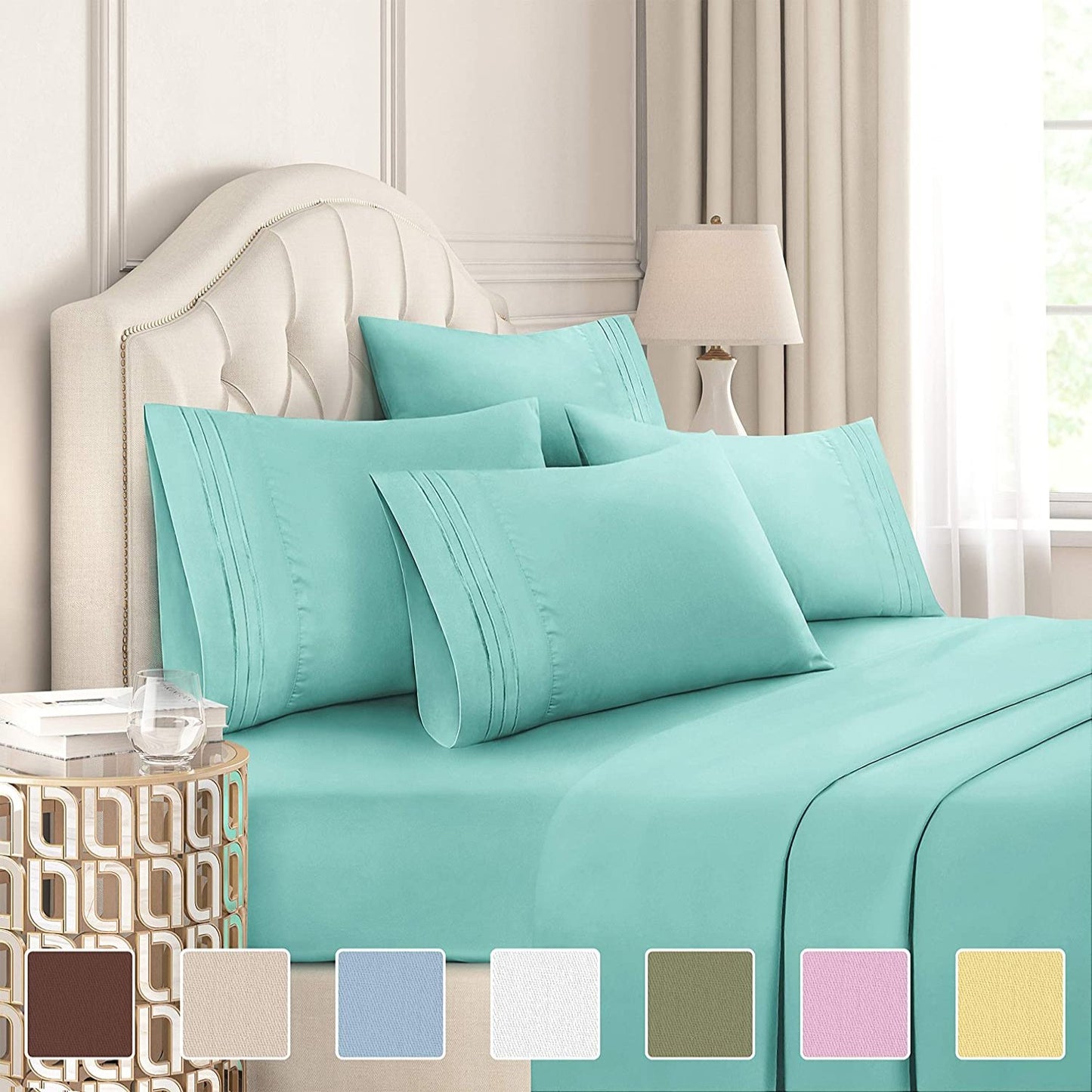 Extra Soft Deep Pockets Breathable Cooling WrinkleFree 6pcs Bed Sheets | AnyLinen