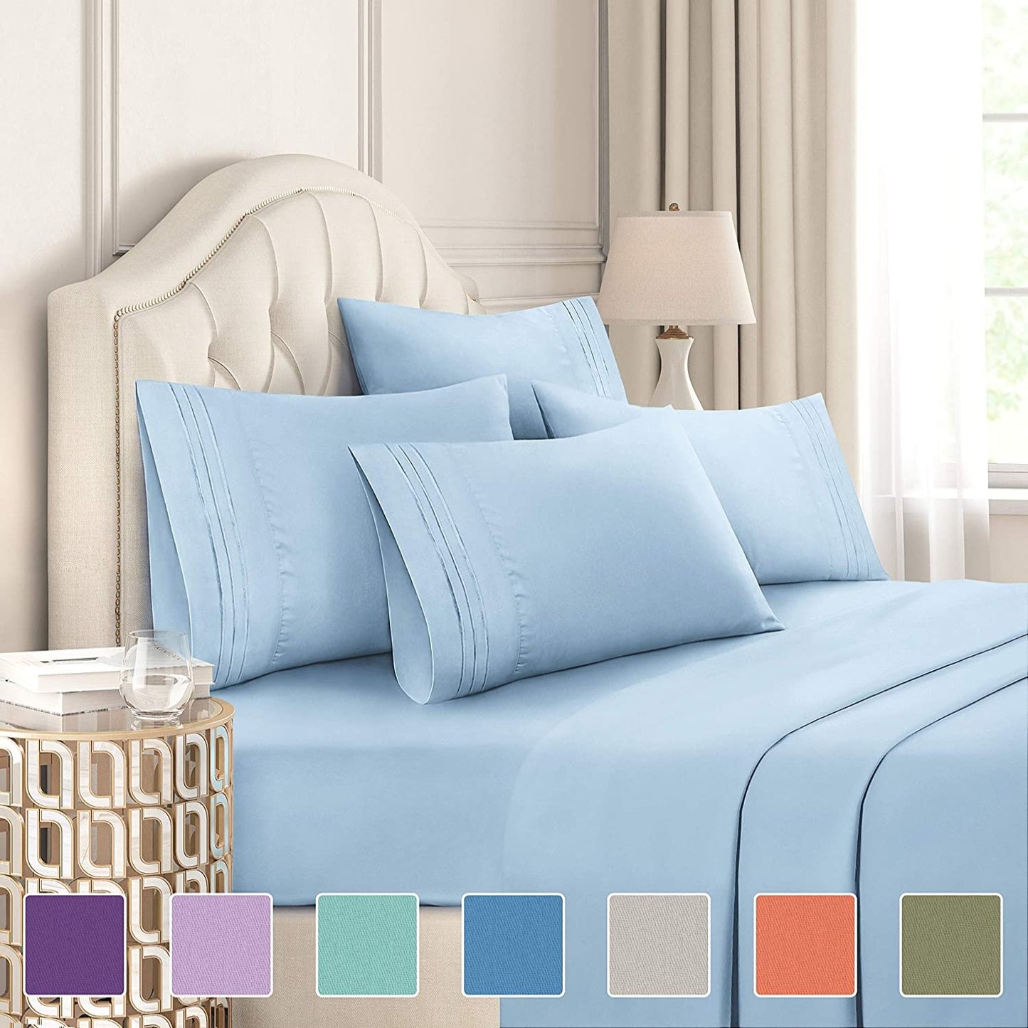 Extra Soft Deep Pockets Breathable Cooling WrinkleFree 6pcs Bed Sheets | AnyLinen