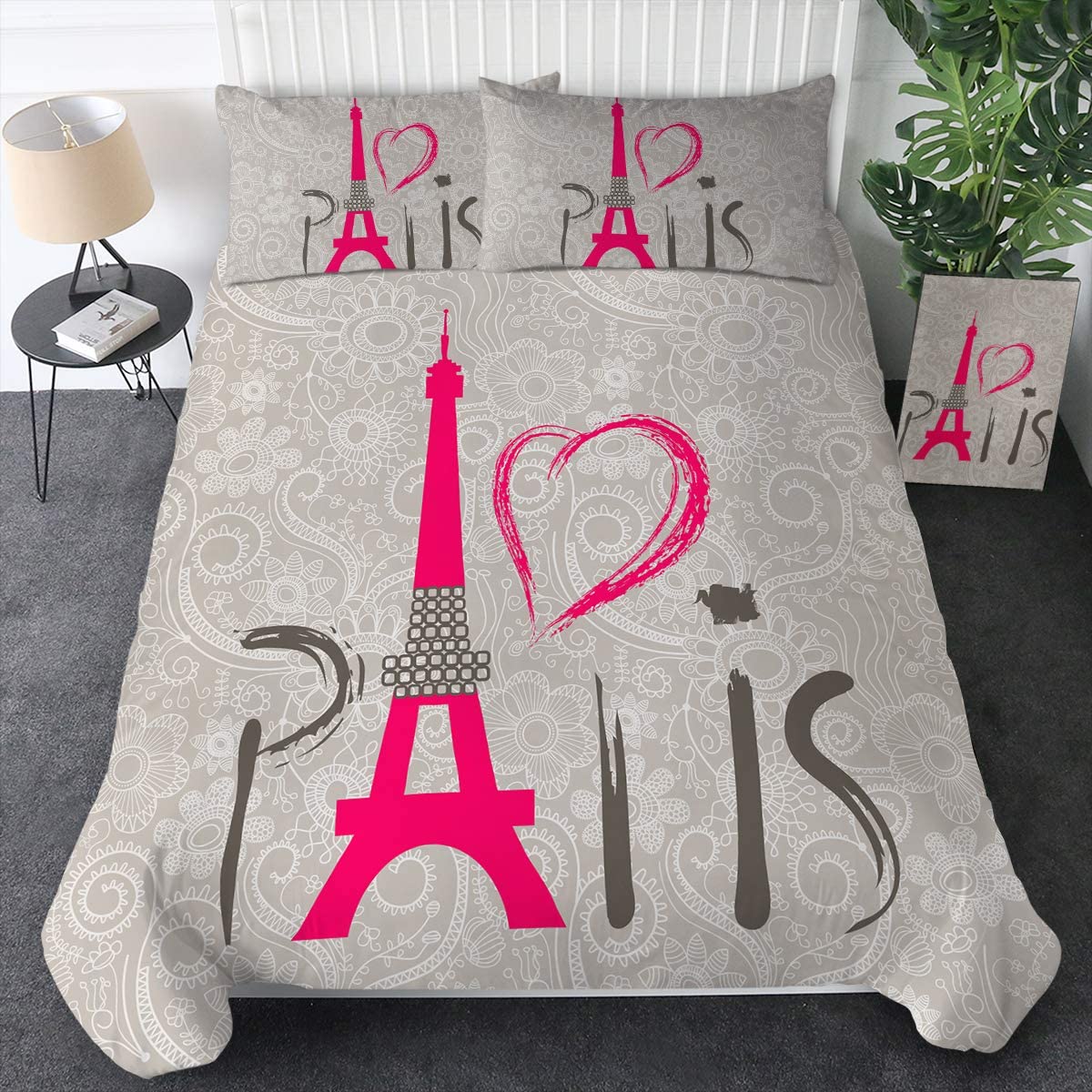 Paris Theme Bedding Comforter Cover 3 Pieces Duvet Cover Set | AnyLinen