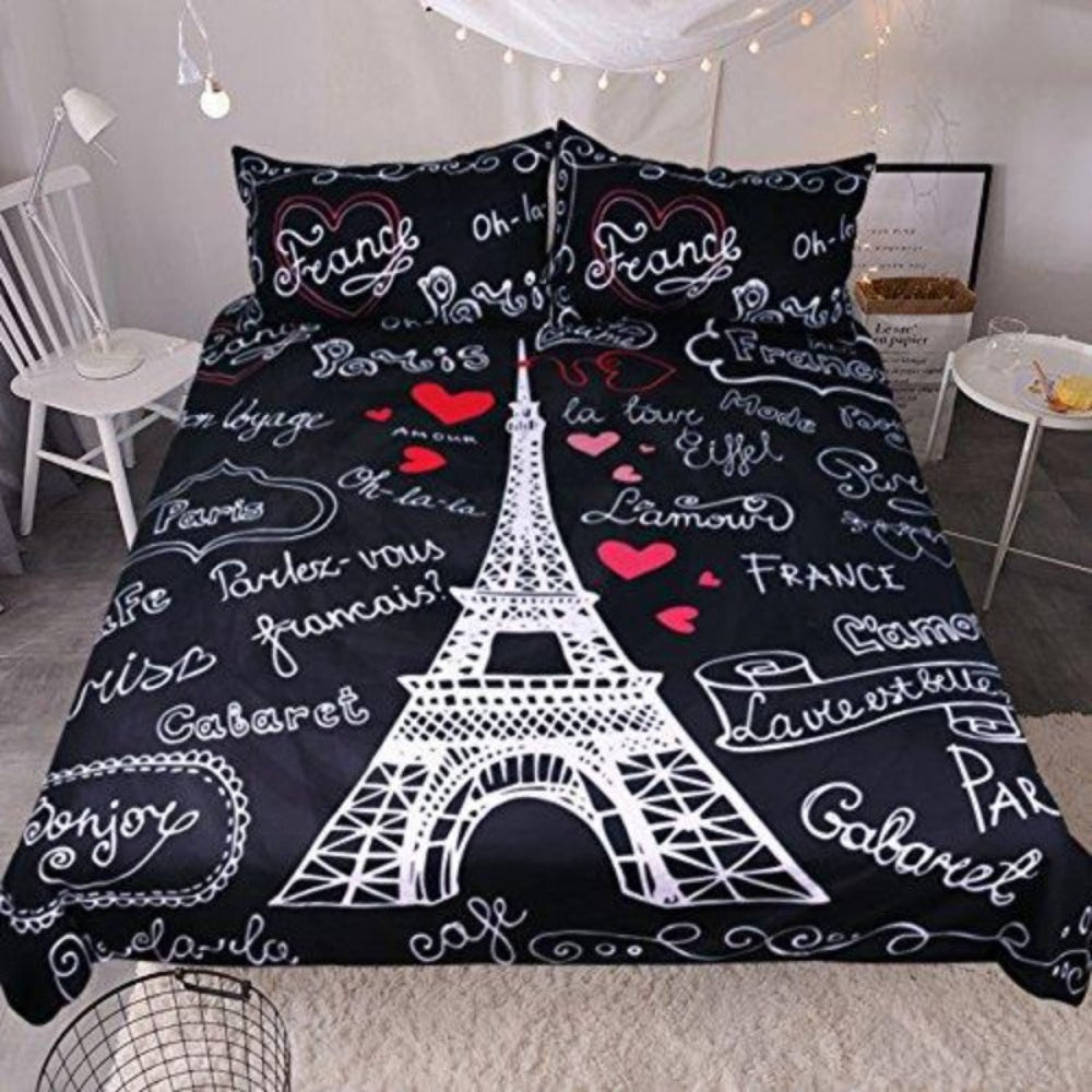 Paris Theme Bedding Comforter Cover 3 Pieces Duvet Cover Set | AnyLinen